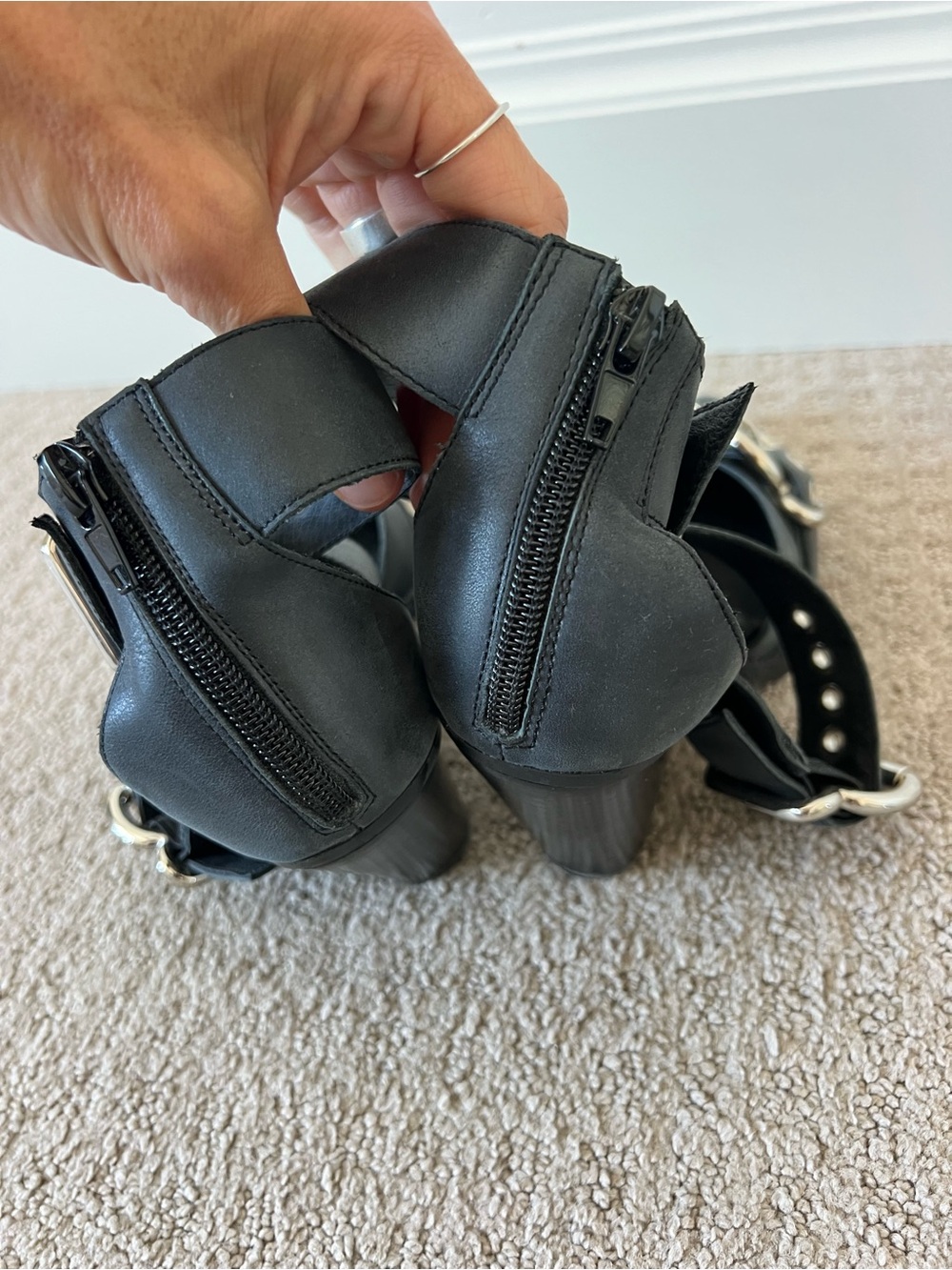 Jeffrey Campbell Black Buckle Pointed-Toe Ankle Booties - Picture 3 of 5